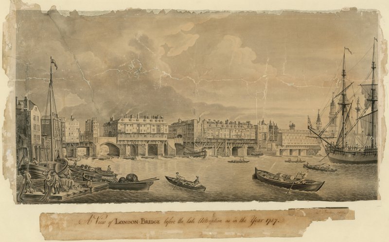 A View of London Bridge Before the Late Alteration as in the Year 1757 by English School