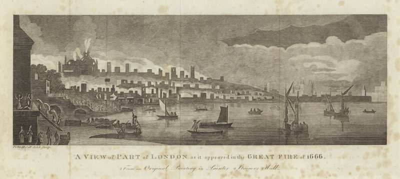 A View of Part of London as It Appeared in the Great Fire of 1666 by English School