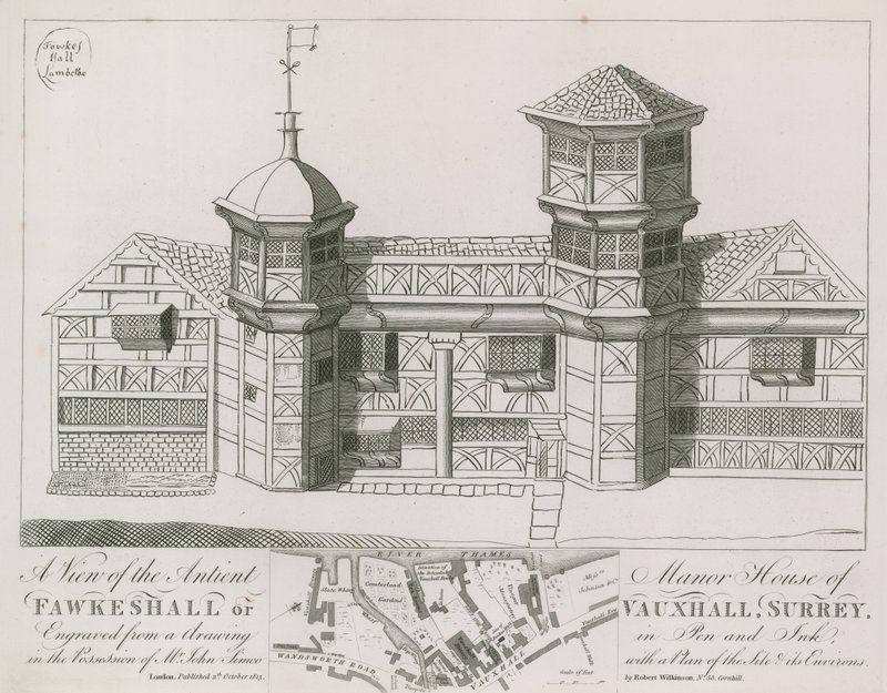 A View of the Ancient Manor House of Fawkeshall or Vauxhall by English School