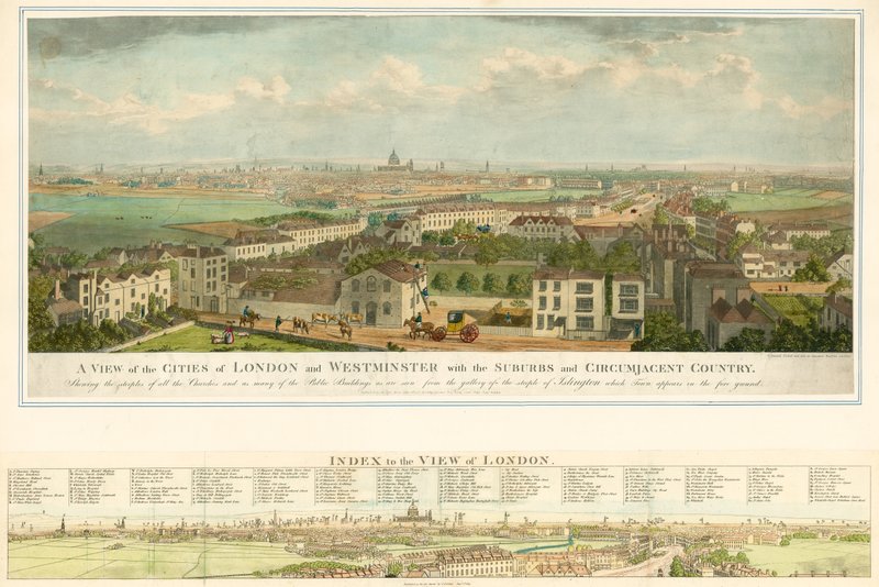 A View of the Cities of London and Westminster with the Suburbs and Circumjacent Country by English School