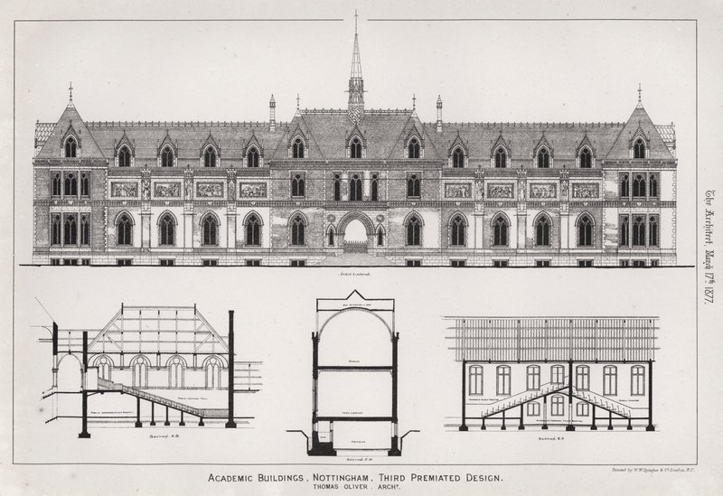 Academic Buildings, Nottingham, Third Premiated Design by English School