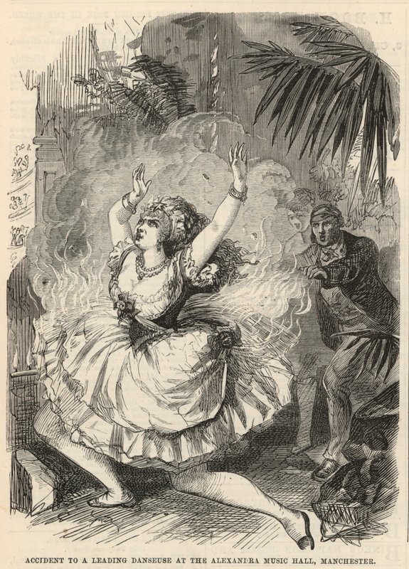 Accident to a leading danseuse at the Alexandra Music Hall, Manchester by English School