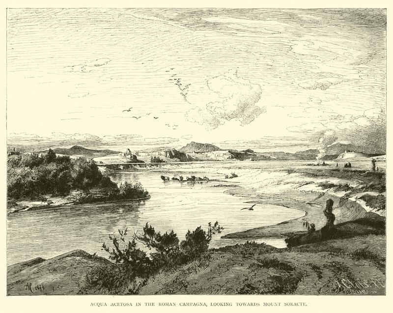 Acqua Acetosa in the Roman Campagna, Looking Towards Mount Soracte by English School
