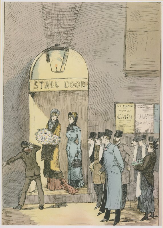 Actresses at the stage door of a theatre by English School