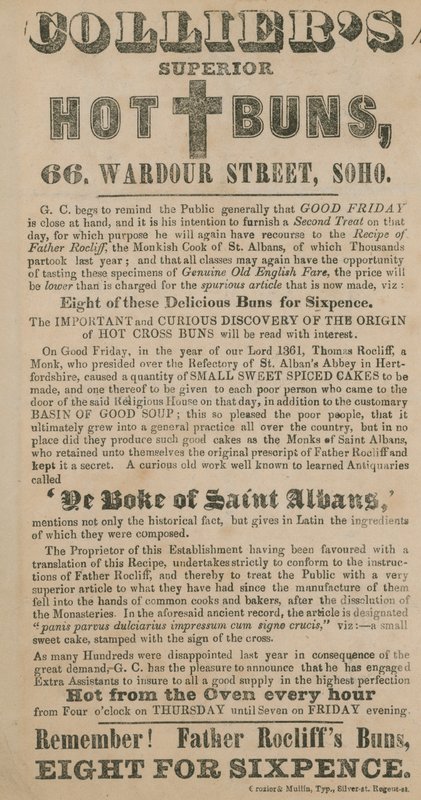 Advert for Colliers Superior Hot Cross Buns by English School