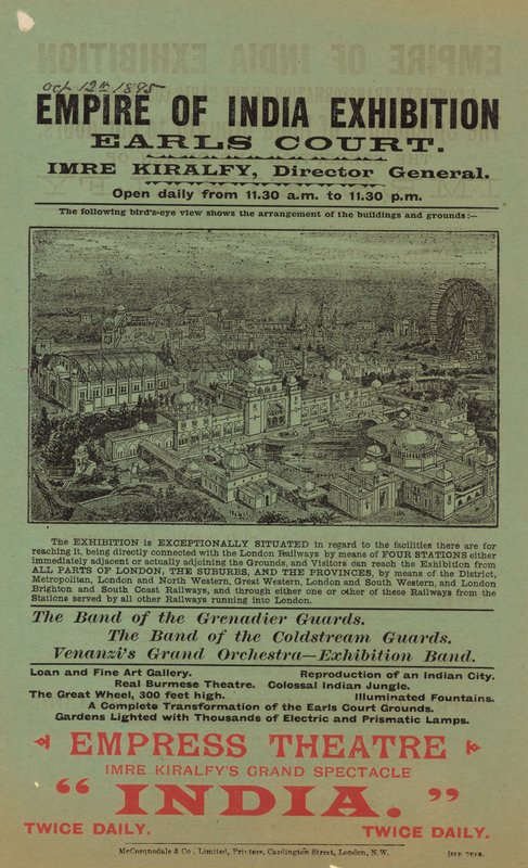 Advert for Empire of India Exhibition, Earls Court by English School
