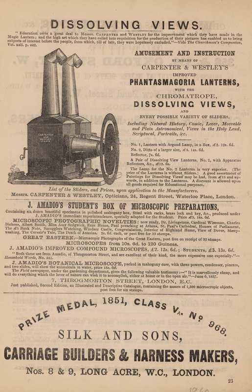 Advert for Phantasmagoria Lanterns by English School