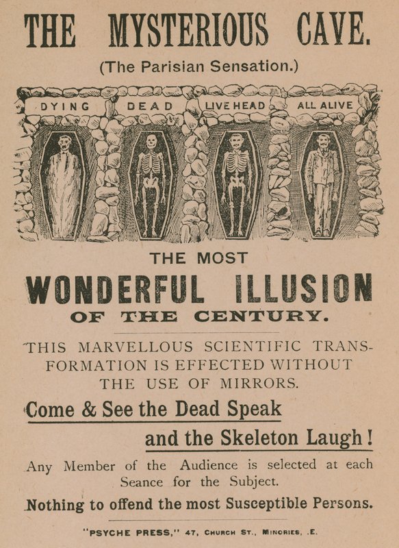 Advert for The Mysterious Cave, the Parisian Sensation by English School