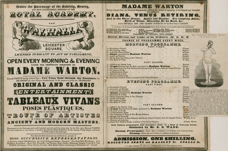 Advert for The Walhalla, Leicester Square, under the direction of Madame Warton by English School