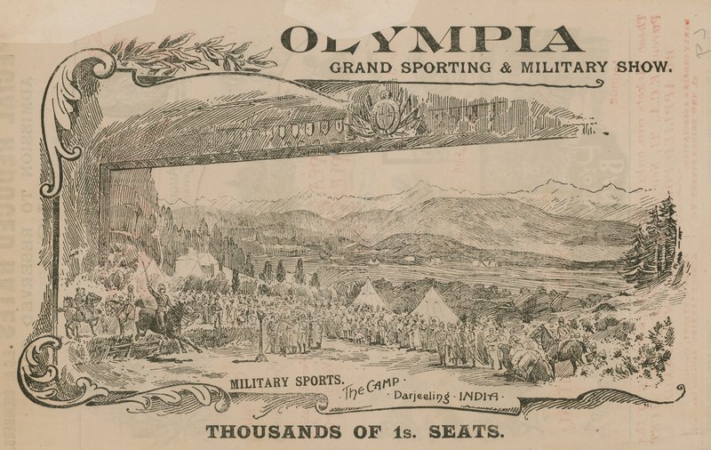 Advert for a Grand Sporting and Military Show at Olympia, London by English School