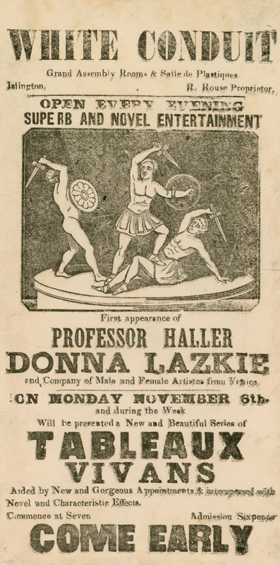Advert for entertainment at the White Conduit House, Islington, London by English School