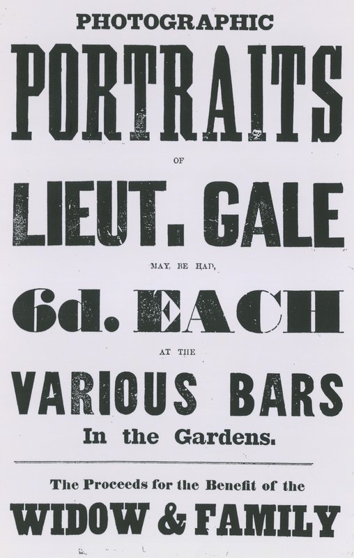 Advert for photographic portraits of Lieutenant Gale by English School
