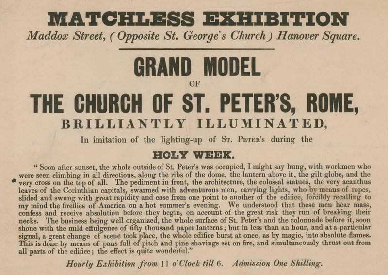 Advert for the Exhibition of a Model of the Church of St Peters, Rome by English School