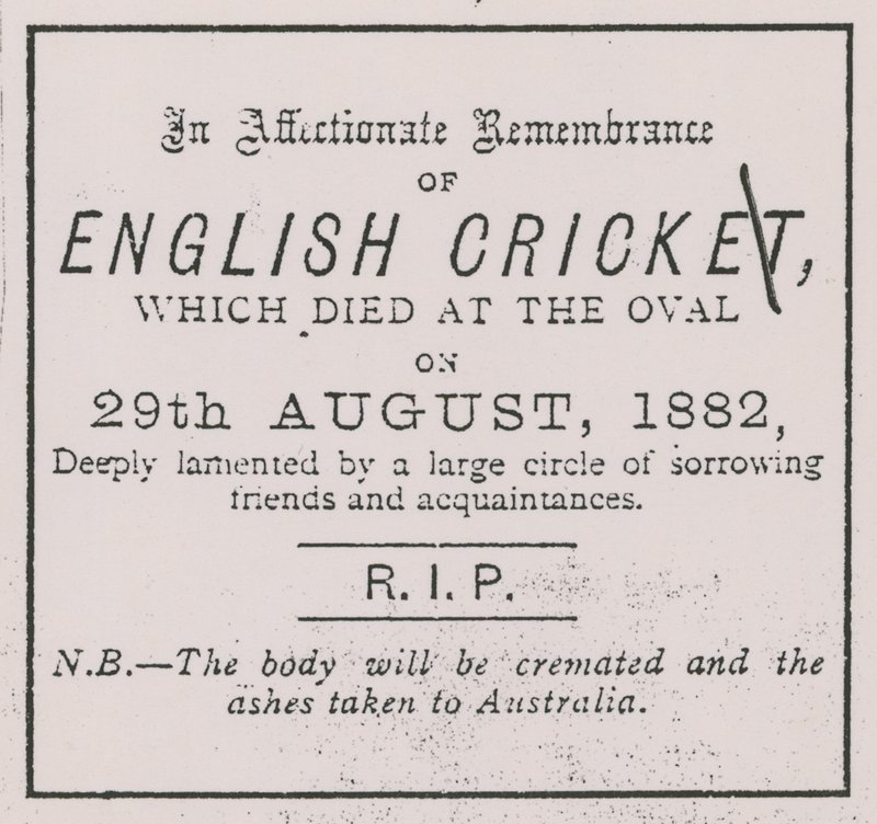 Advert from the Sporting Times in August 1882 which introduced the concept of The Ashes by English School