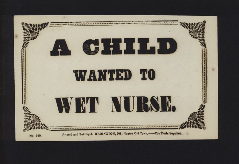 Advertisement: A Child Wanted to Wet Nurse by English School