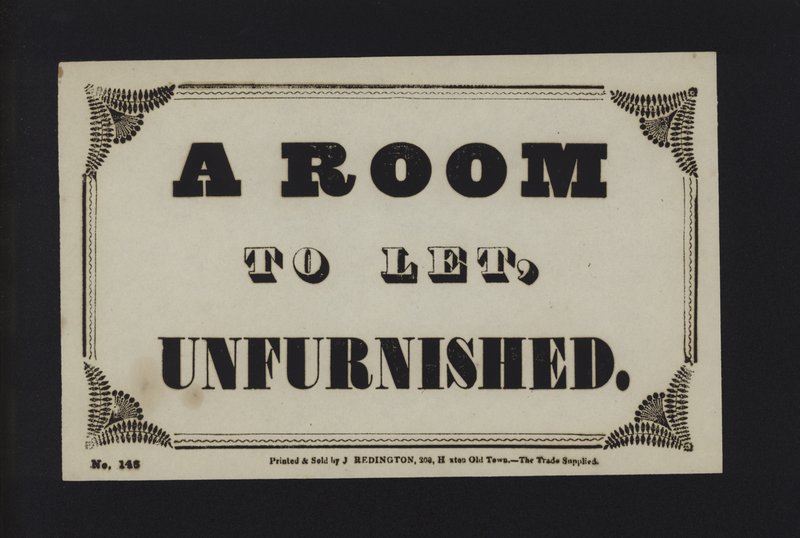 Advertisement: A Room to Let Unfurnished by English School