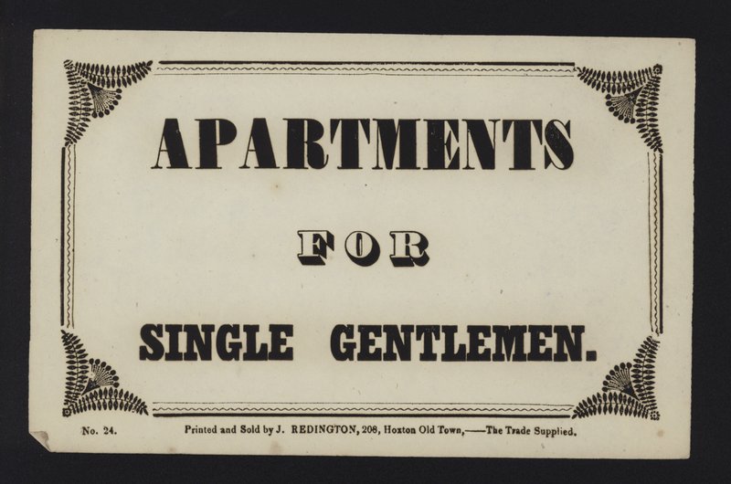 Advertisement: Apartments for Single Gentlemen by English School