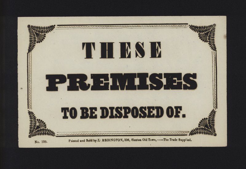 Advertisement: These Premises to Be Disposed Of by English School