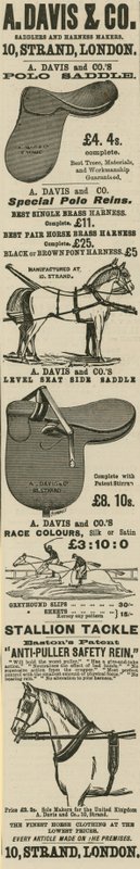 Advertisement for A. Davis & Co. Saddlers and Harness Makers by English School
