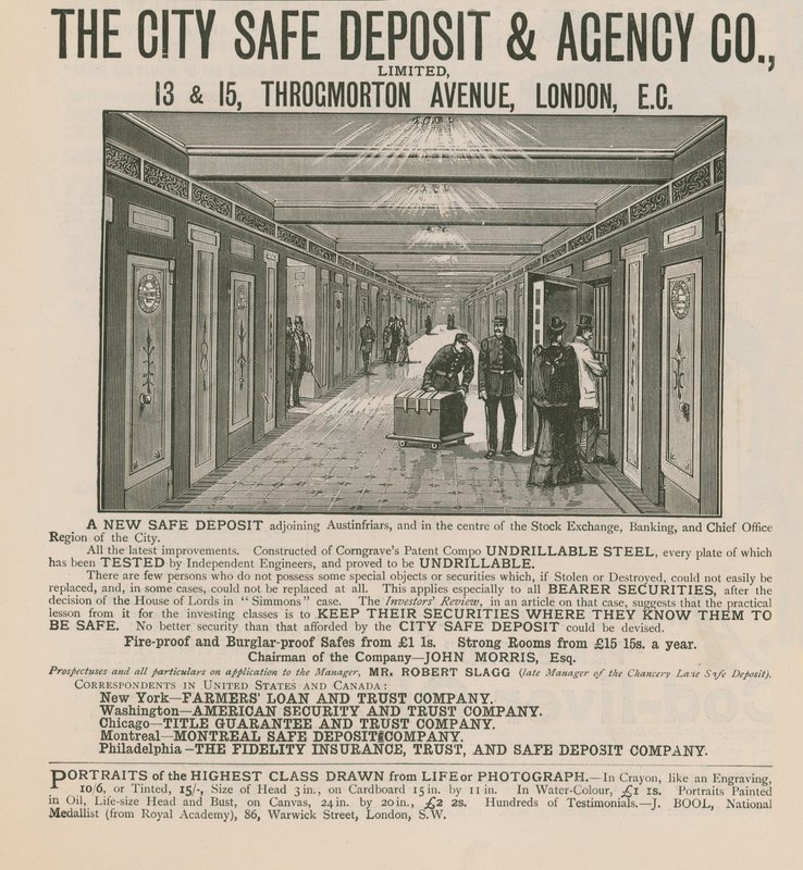 Advertisement for the City Safe Deposit & Agency Co Limited by English School