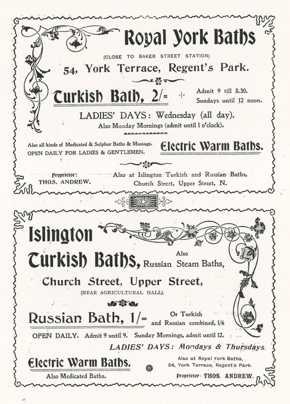 Advertisement for the Royal York Baths by English School