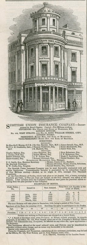 Advertisement for the Scottish Union Insurance Company by English School