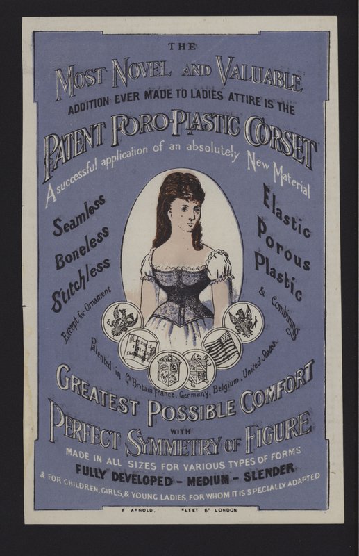 Advertisement for the patent Poro-Plastic corset by English School
