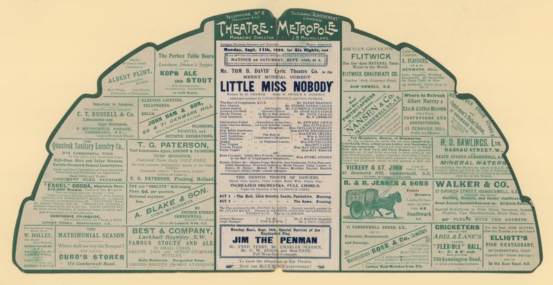 Advertising leaflet for the Theatre Metropole, Peckham, London by English School