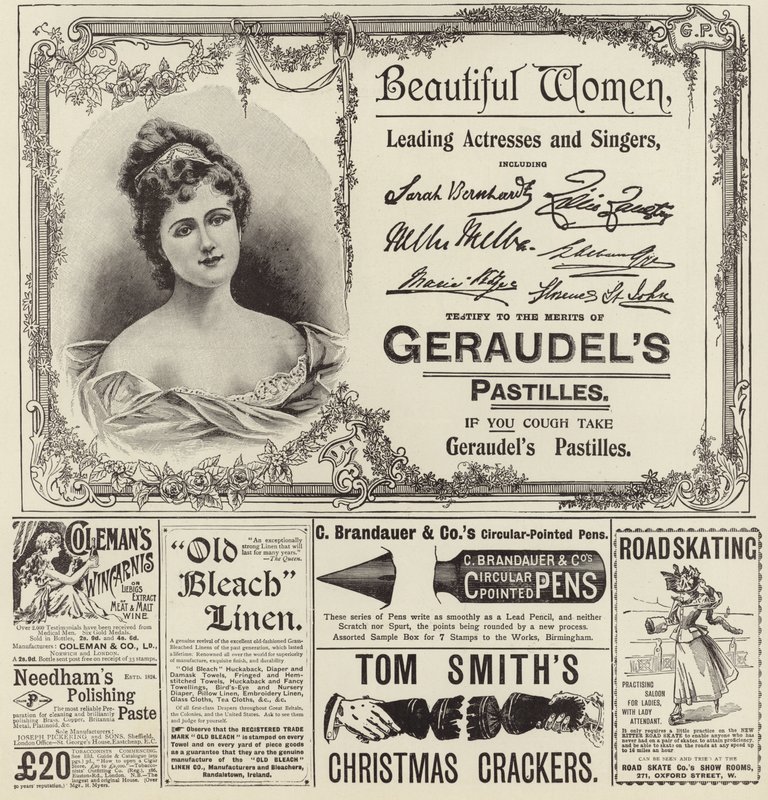 Advertising spread from The Graphic Christmas Number 1896 by English School