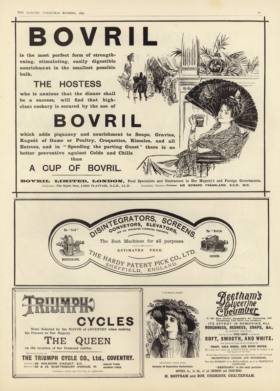 Advertising spread from The Graphic Christmas Number 1897 by English School