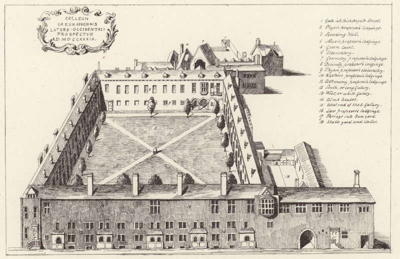 Aerial View of Gresham College in the City of London by English School