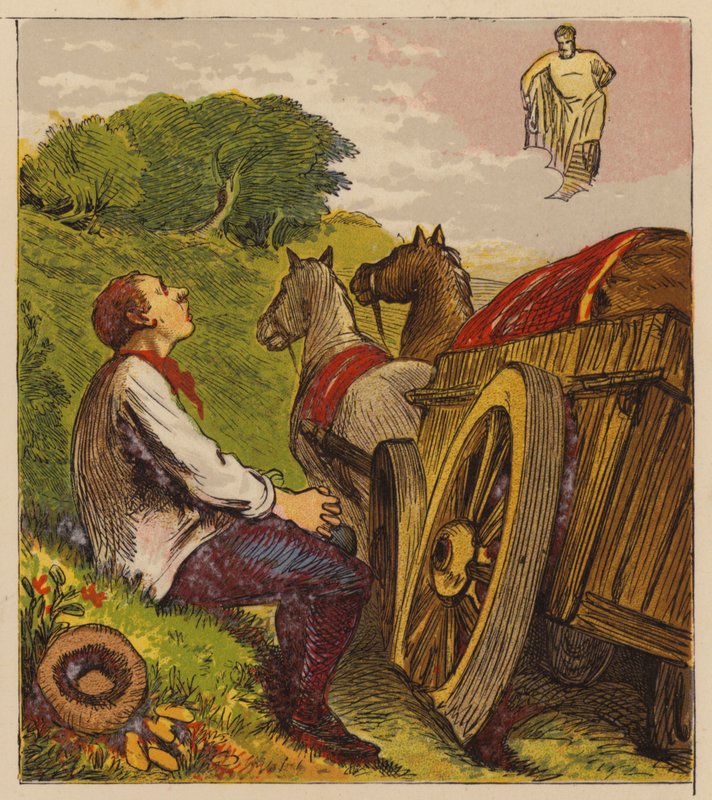 Aesop’s Fables: Hercules and the Waggoner by English School