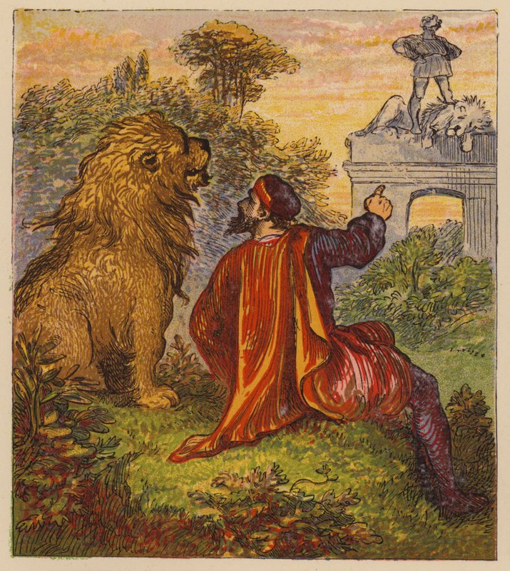 Aesop’s Fables: The Man and the Lion by English School