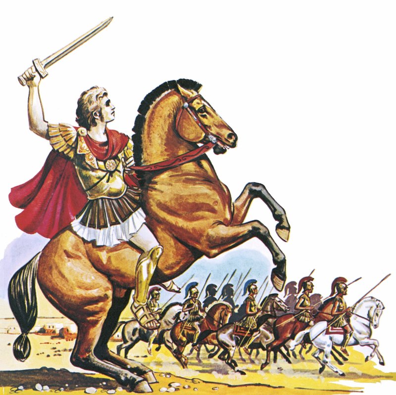 Alexander the Great on Bucephalus by English School