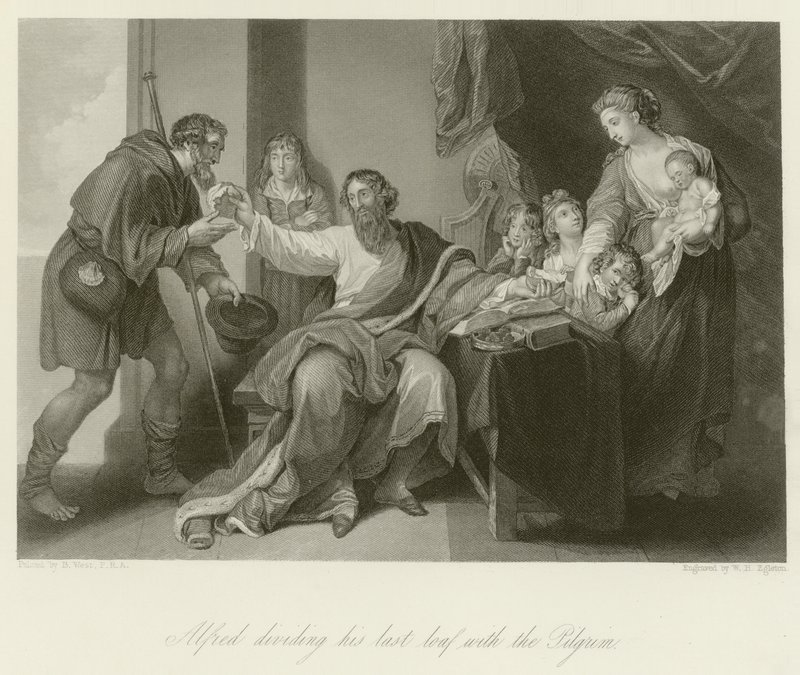 Alfred Dividing His Last Loaf with the Pilgrim by English School