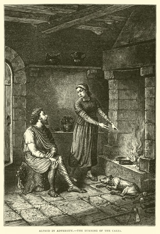 Alfred in adversity, the burning of the cakes by English School