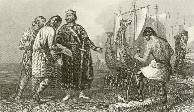Alfred the Great Constructing the First English Fleet by English School