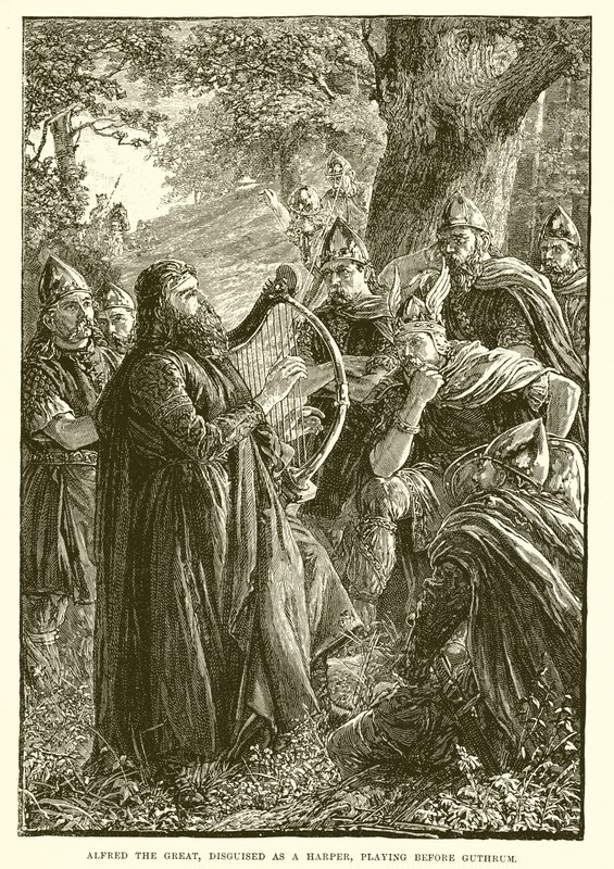 Alfred the Great, Disguised as a Harper, Playing Before Guthrum by English School