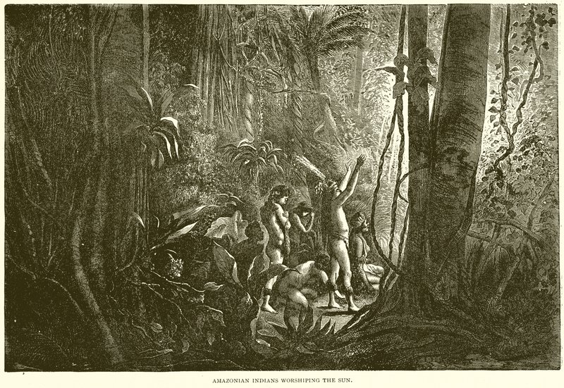 Amazonian Indians Worshiping the Sun by English School