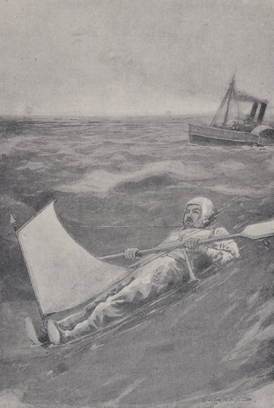 American adventurer Paul Boyton crossing the English Channel in a rubber suit by English School