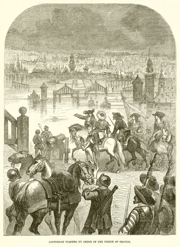 Amsterdam Flooded by Order of the Prince of Orange by English School
