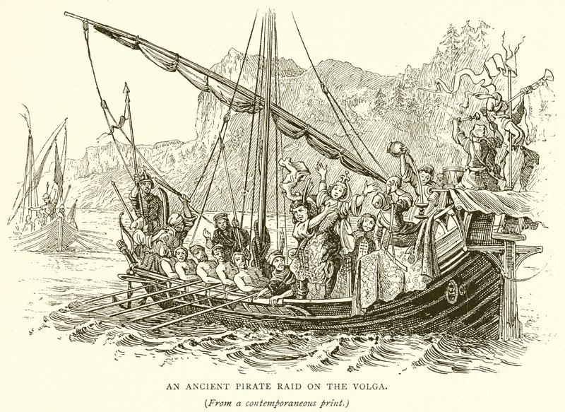 An Ancient Pirate Raid on the Volga by English School