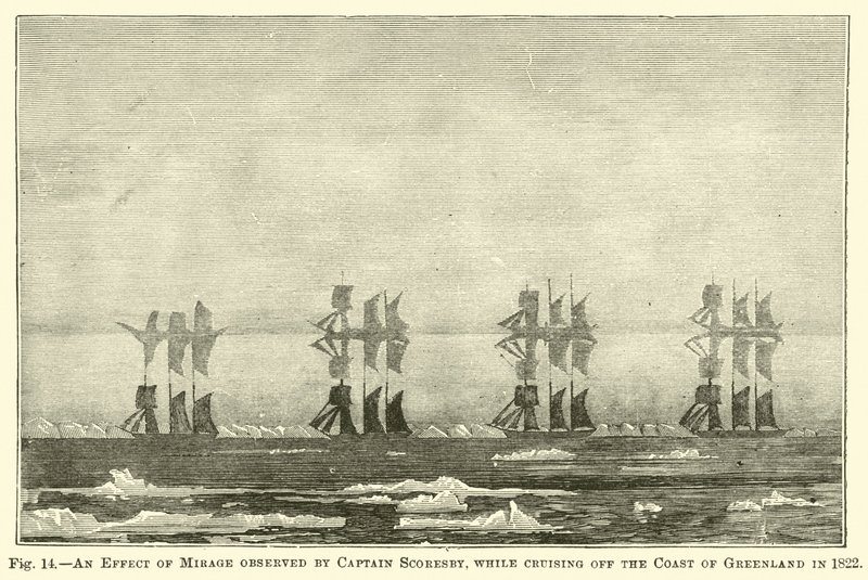 An Effect of Mirage observed by Captain Scoresby, while cruising off the Coast of Greenland in 1822 by English School