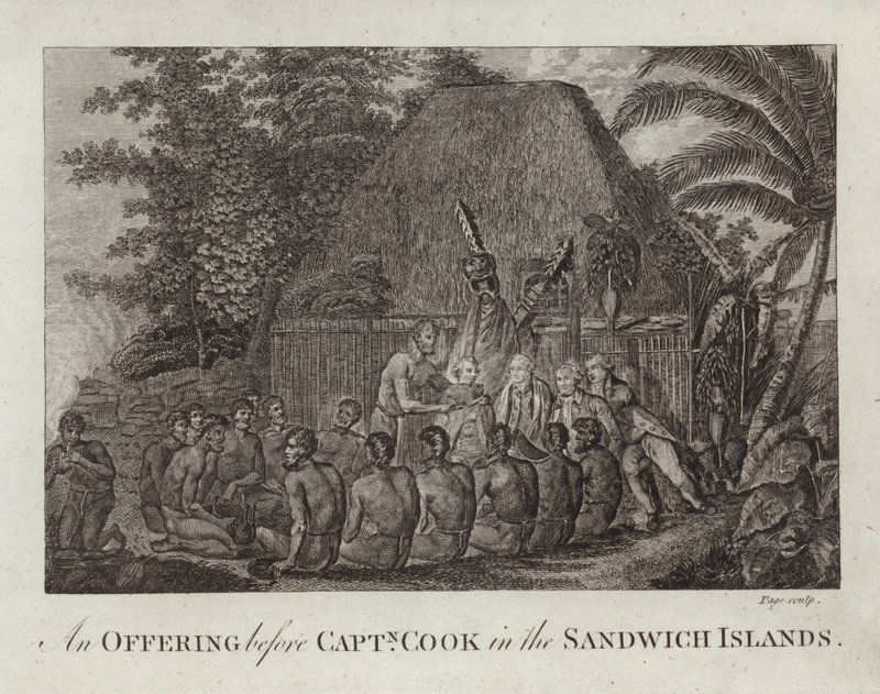 An Offering before Captain Cook by English School
