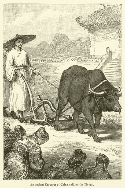 An Ancient Emperor of China Guiding the Plough by English School