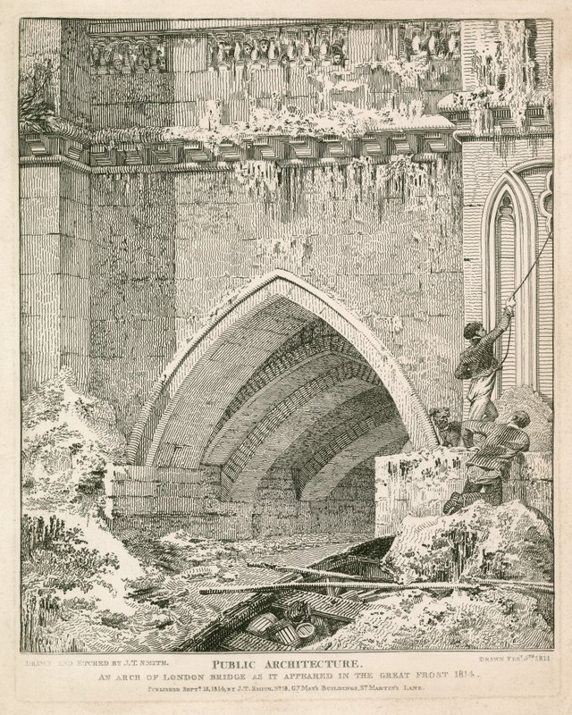 An Arch of Old London Bridge as it appeared in the Great Frost, 1814 by English School