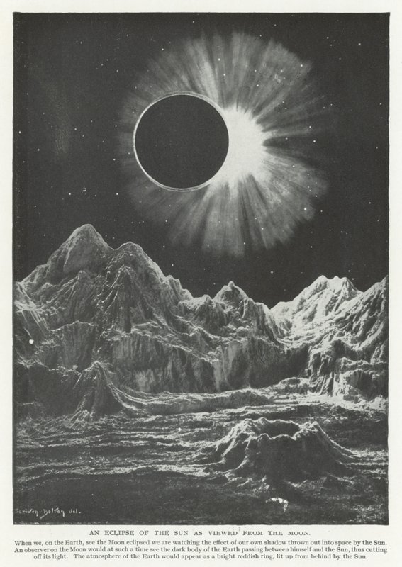 An eclipse of the Sun as seen from the Moon by English School