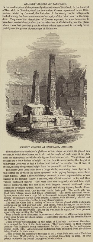 Ancient Cross at Sandbach (engraving) by English School