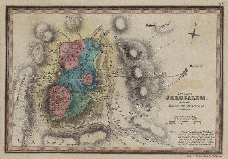 Ancient Jerusalem with the Land of Moriah by English School