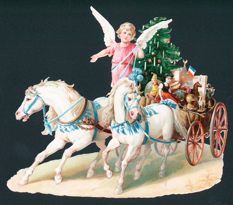 Angel on Horseback Delivering Presents by English School